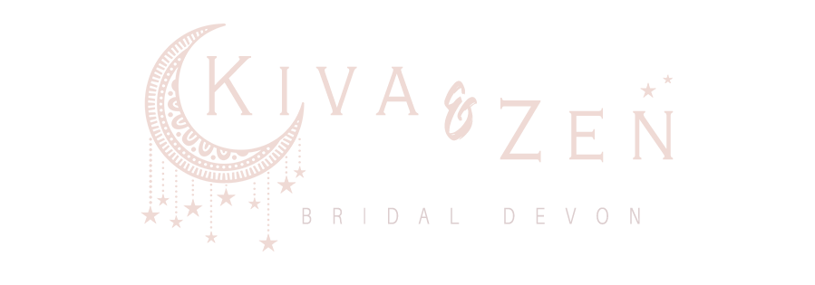 Perfect Pink logo with a transparent background for Kiva and Zen Bridal Devon, with a mandala moon and stars.